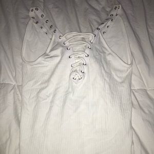 NWOT white lace up tank